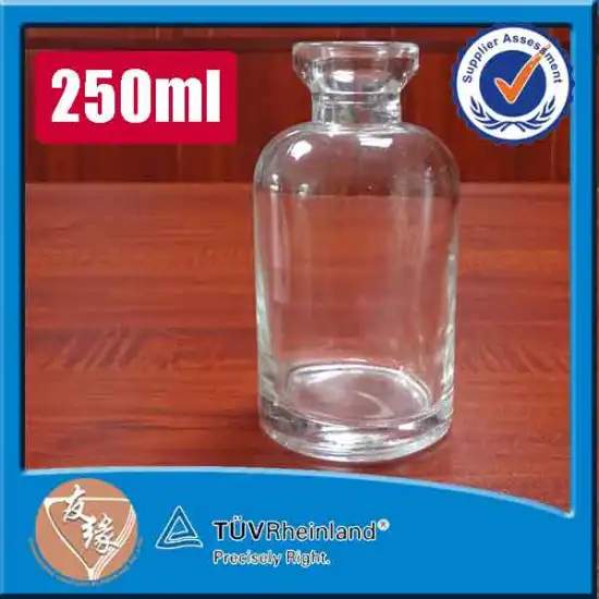 High quality 250ml round cork reed diffuser small crystal bottle