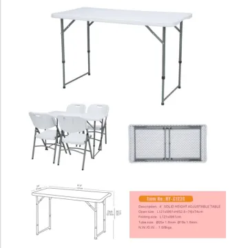 2023 New Design Adjustable White Plastic Folding Table for Camping