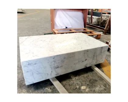 White Marble Plinth Side Table by Restoration Hardware