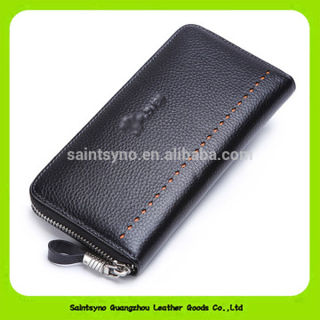 16883 New Arrival RFID Blocking Zipper genuine leather travel wallet