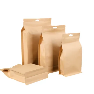Waterproof Matt Stand Up Flour Pouch Snack Bar Laminate Kraft Paper Bag For Food Packaging Coffee Bags Paper Ziplock Bag