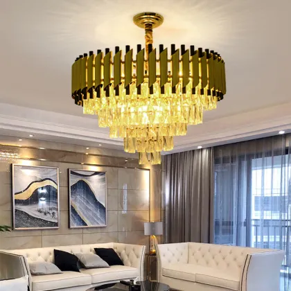 Black Gold LED Family Modern Crystal Chandeliers
