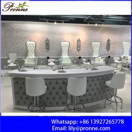 Wholesale Curved Modern White Manicure Nail Bar Tables