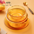 ATO Amber color Kitchen Glass Bowl Plate Set