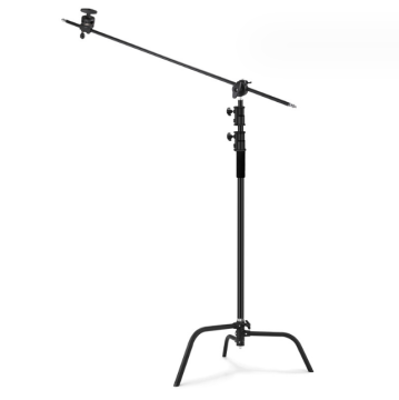 SOONPHO 10ft Black Heavy Duty Adjustable Stainless Steel C-Stand for Photography Studio