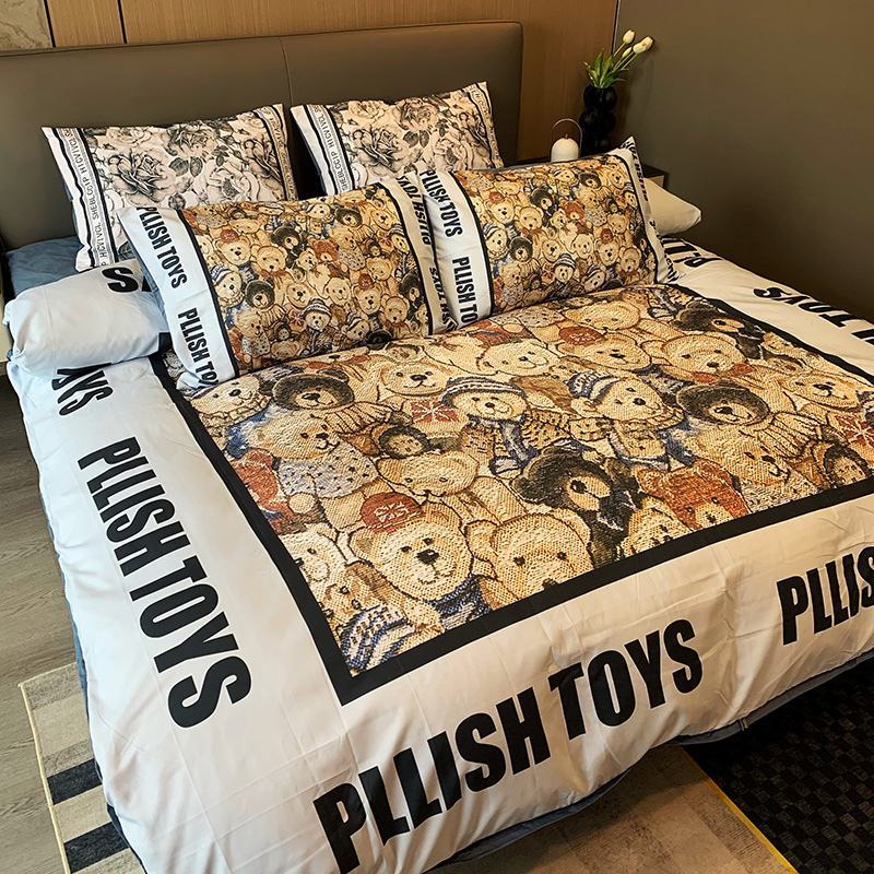 Custom cotton printed bedding set king uk