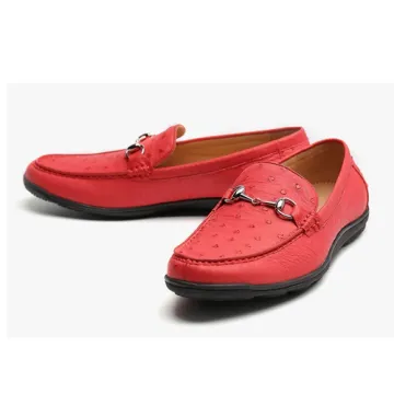 Ostrich Leather Beanie Shoes Breathable Casual Shoes Comfortable Leather Shoes Personalized Leather Men's Shoes Grinding
