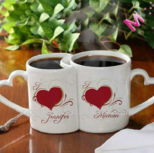 11oz White color magic cups with heart couple print FOR ZIBO XINYU