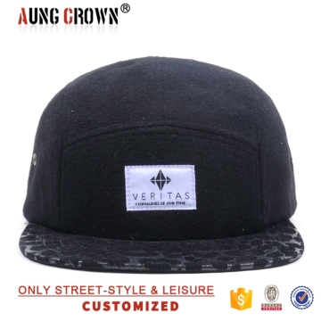 leather strap leather brim 5 panel customize snapback hat