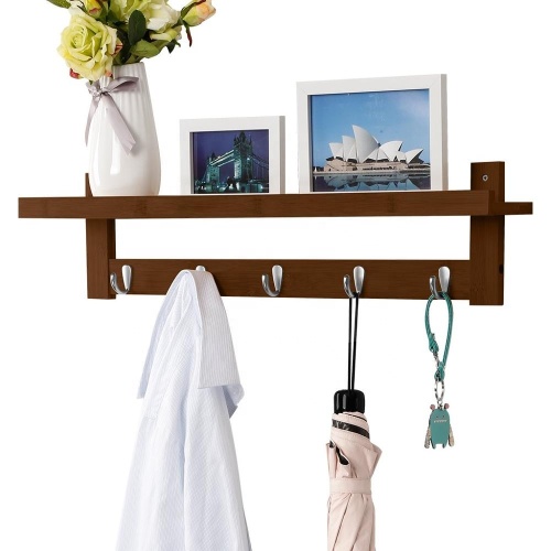 Solid Wood Coat Rack Wall Mounted With Hooks