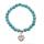 Natural Turquoise Chakra Gemstone 8MM Round Beads Charms Bracelet with Heart Alloy