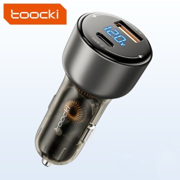 Toocki 87.5W Digital Display Dual Port Fast Charging Car Charger PD/QC3.0 Zinc Alloy Design