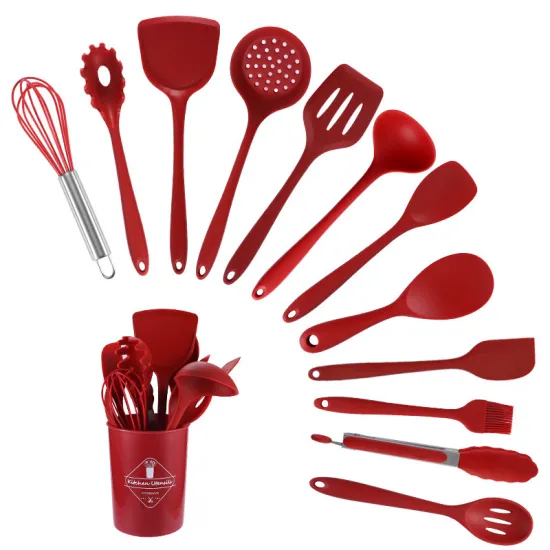 24-Piece Spot Silicone Kitchenware Set: Non-Stick Pan Tools, Spatulas, and SoupSpoons with Storage Bucket for Safe and Easy Cooking