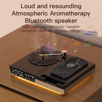 Retro Classic Phonograph Player: Multi-Function Bluetooth Speaker with Digital Display, Wireless Charging