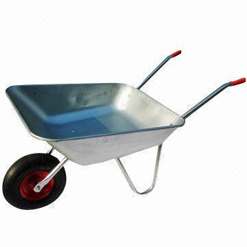 Metal Wheelbarrow with 65L Galvanized Tray, Popular in Russia/Ukraine Markets, Garden Wheelbarrow