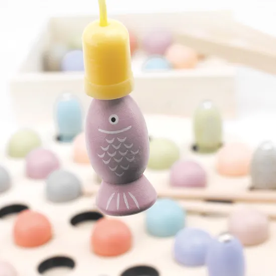 New Montessori Educational Toys Montessori Math Toy Clip Wooden Beads Magnetic Fish Puzzle Game Multi-function Toys For Children