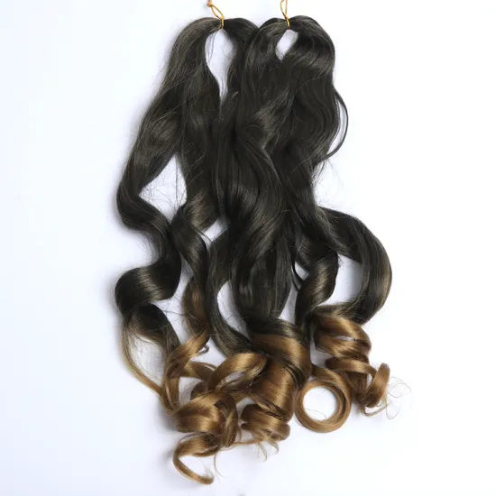 Synthetic Loose Wave Curly-End Crochet Braiding Curls 22Inch Wavy Hair Bundles For Black Women