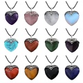 Gemstone Antique Silver Alloy Heart Pendant Keychain