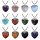 Gemstone Antique Silver Alloy Heart Pendant Keychain