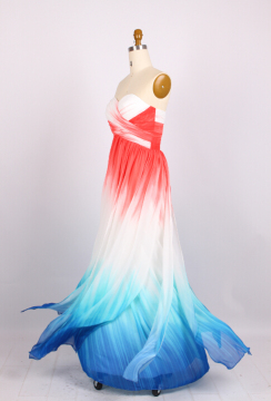 New Fashion Sweetheart A-Line Color gradient Chiffon Evening Dresses Floor-Length Evening Gowns