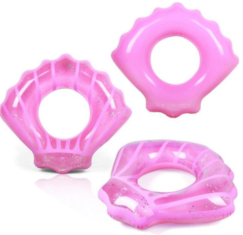 Shell Shape Inflatable Swim Ring with glitters inside