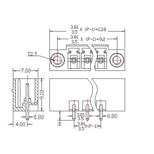 AT2500V-3.81／3.5XXXX-EFS Plug-in Terminal Block Vertical WF Pitch3.81／3.5 