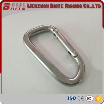 hot sale Silver Stainless steel 304 D type snap hook marine flat carabiner