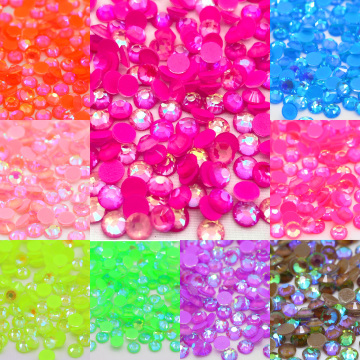 Wholesale UV-In Dark Neon AB Rhinestone Flat Back Glass Rhinestones for DIY Mugs and Crafts