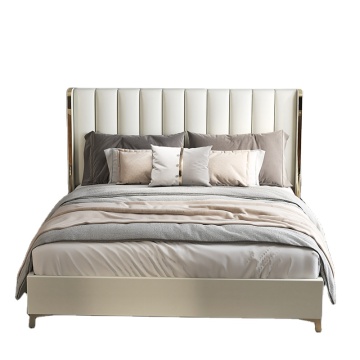 Modern Gold Tall Platform Bed with Metal Legs and Wood Slat Support
