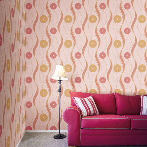 Pink Color Figure Pure Paper Wallpaper, Wallcovering Vinyl/PVC/Non-Woven