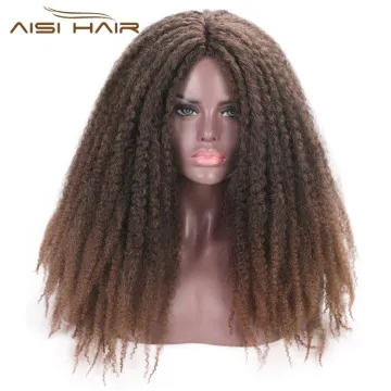 Aisi Hair Afro Kinky Curly Braiding Hair Wigs Dreadlock Braids Wigs Brown Marley Braiding Wigs for Black Women
