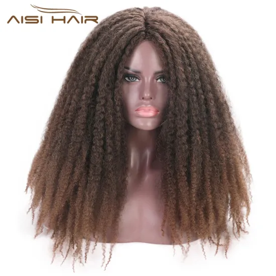 Aisi Hair Afro Kinky Curly Braiding Hair Wigs Dreadlock Braids Wigs Brown Marley Braiding Wigs for Black Women