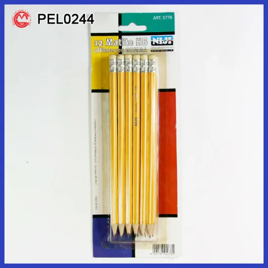 Sharpened Set of Yellow hb pencil with eraser