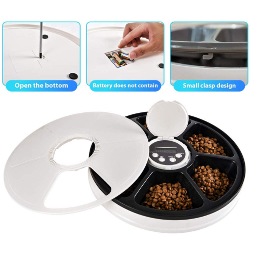 Zeitgesteuertes Feed 6 Mahlzeit-Tabletts-PET-Feeder