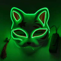 Máscara japonesa de iluminação LED de raposa adereço para cosplay
