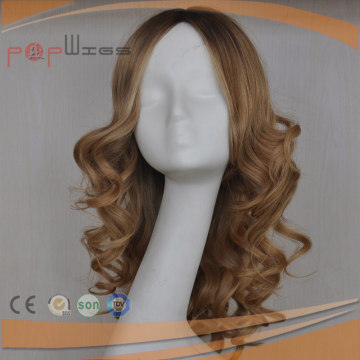 Big Curly Shoulder Length Silk Top Blonde Wigs