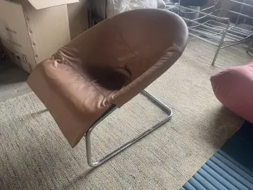 brown leather organic shaped modern design lounge armchair