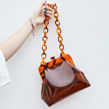 Pvc Clear Jelly Bag Acrylic Chains Shoulder Bags For Women 2021 Acrylic Clip Handbags Summer Beach Bag Transparent