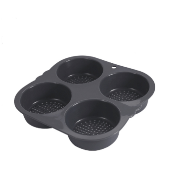 Food-Grade Silicone Hamburger Bun Baking Pan - 4-Hole Hamburger Mold for Oven and Air Fryer