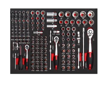 Professional Mechanics Tool Set: 139pcs 1/4" to 1/2" Socket Wrench Set with Trolley Chest Storage