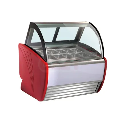 Stainless Steel Gelato and Ice Cream Display Freezer with SECOP Compressor