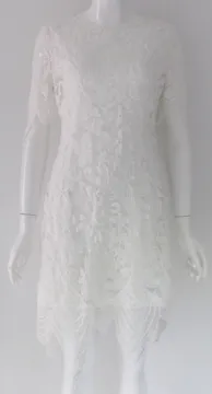 Pretty Steps 2016 fashion ladies women casual white hollow out lace dress white lace half sleeve dress