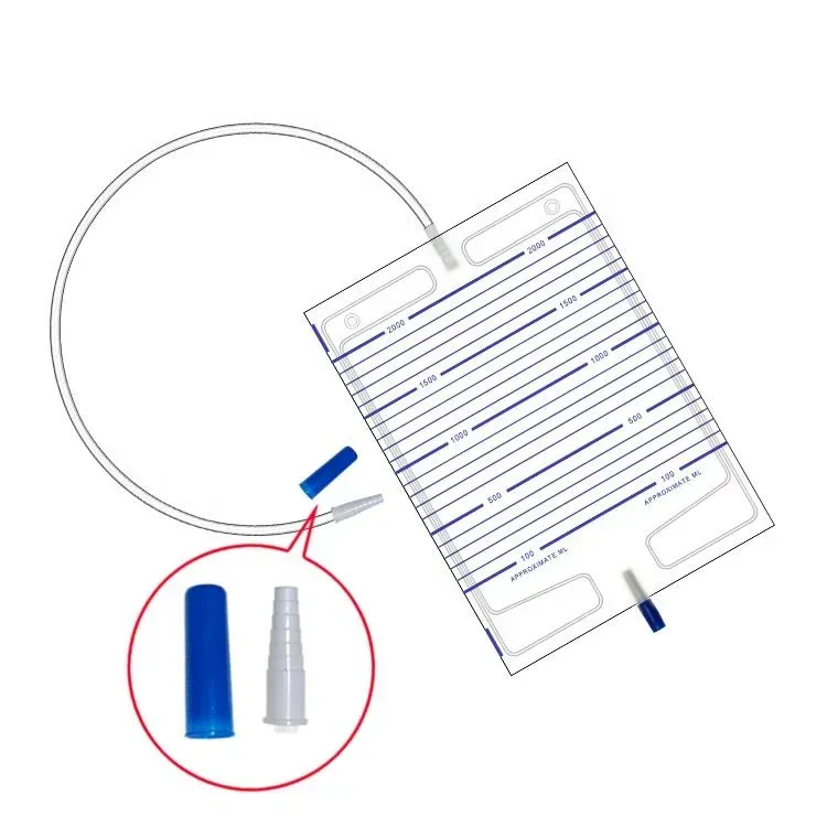 Disposable Adult Medical Plastic Portable Urine Urinary Collection Drainage Bag 2000 ml with Pull-Push Valve