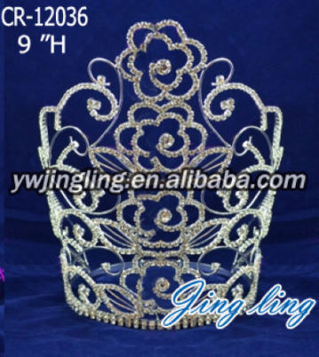 Rhinestones Crown Flowers Happy Birthday Tiara