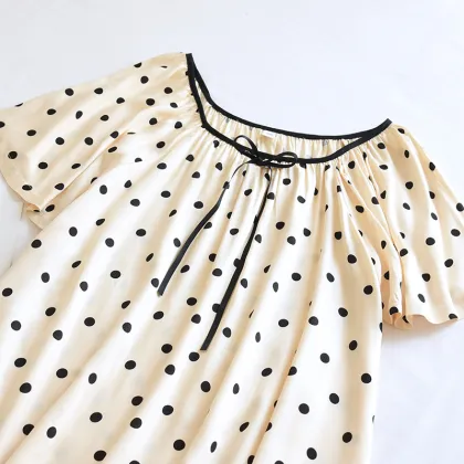 Plus Size Cotton Silk Short-Sleeved Nightgown for Spring and Summer