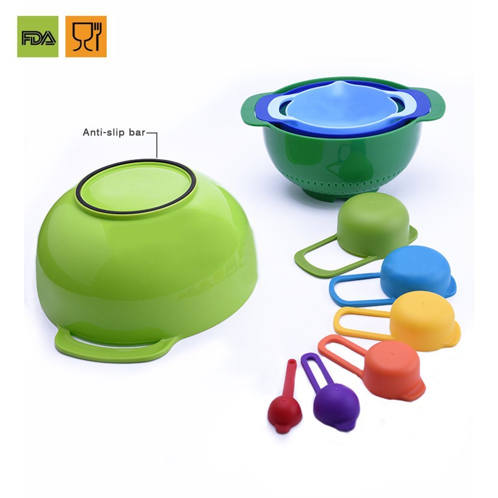 10PCS Colorful Stackable Plastic Mixing Bowl Set