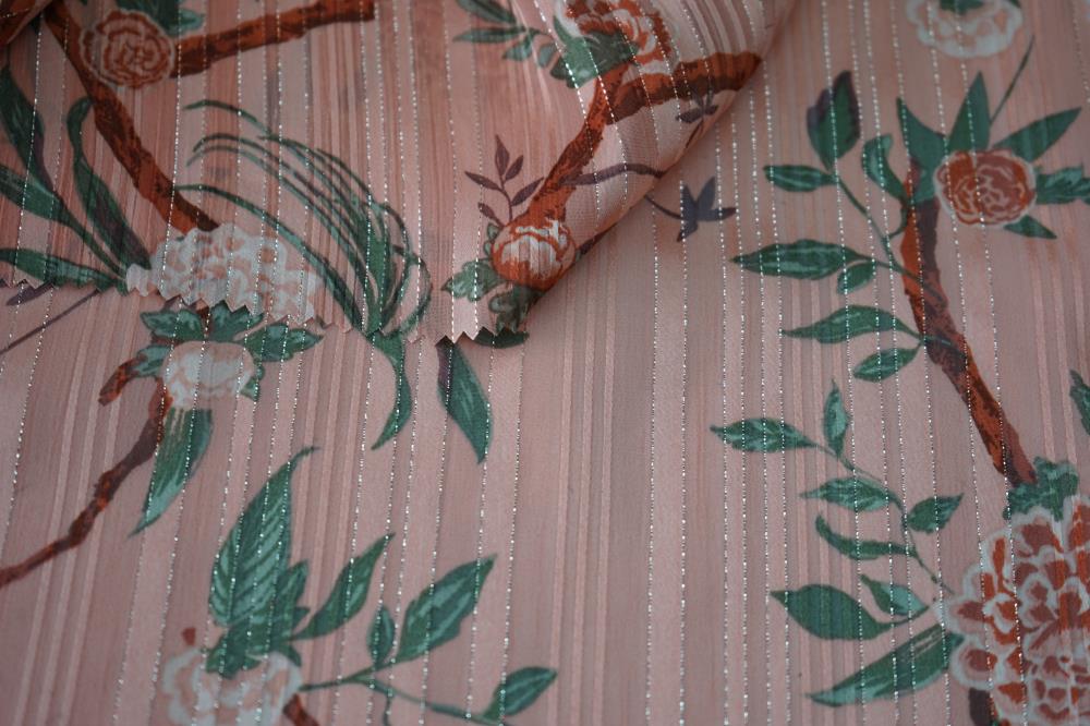 Polyester Silver Lurex Stripe Dobby Fabric