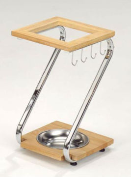 Square base indoor metal wood antique umbrella stand