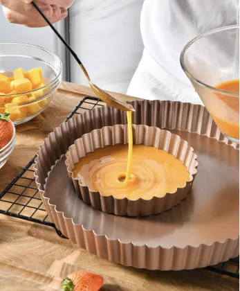 Nonstick Carbon Steel Quiche and Tart Pan for Baking Cakes and Pies