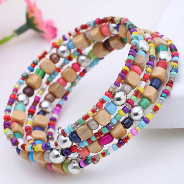 Multilayer colorful beaded fashion insider plastic beaded bracelet, OEM/ODM orders are welcome